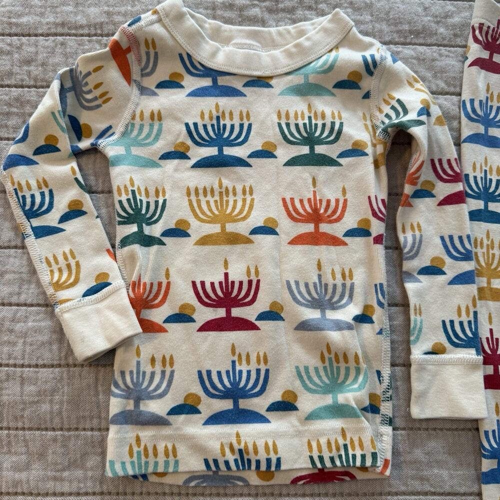 Hanna Andersson Kids Pajamas 3T Holiday Long John Rainbow Hanukkah NWOT - Picture 2 of 15